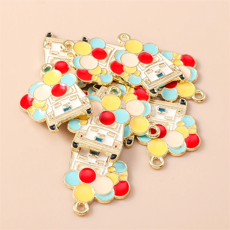 20 Stück 18 x 24 mm niedliche Emaille-Ballon-Auto-Charms-Anhänger für die Herstellung von Tropfen-Ohrringen, Halsketten, Armbändern, DIY-Handwerk, Schmuckzubehör – Detail 6