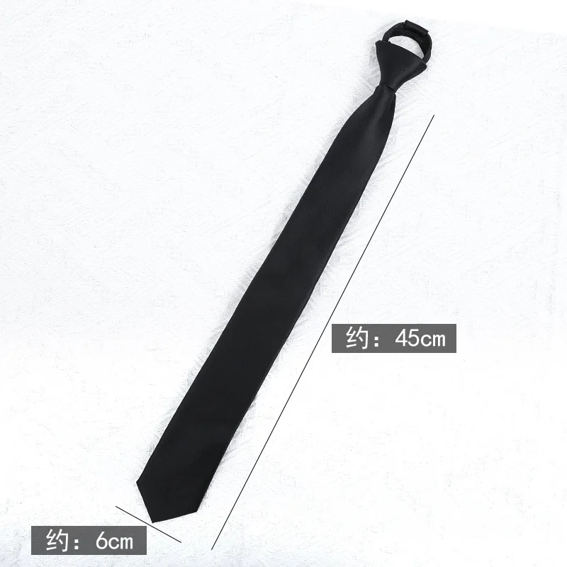 

Black Versatile Knot Free Business Men's Tie Casual Korean Edition Formal Zipper Lazy Solid Color Tie