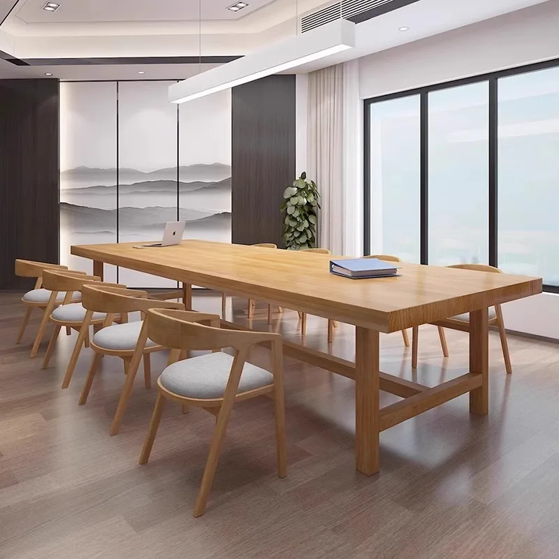 

solid wood conference long simple modern office table chair combination training table rectangular negotiation table