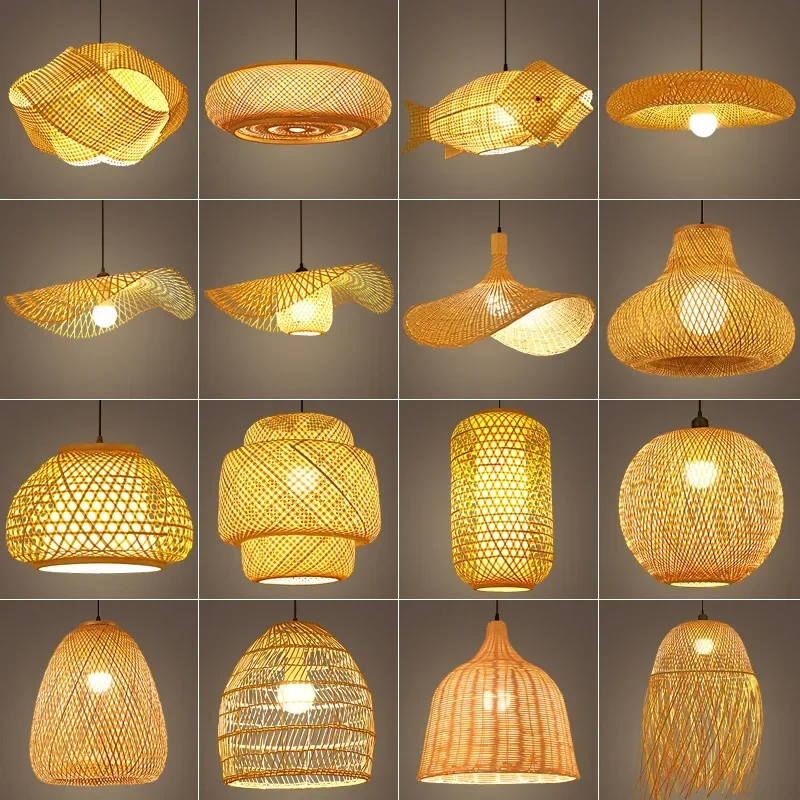 Chinese style Bamboo Pendant Lamp line length 1.5m cafeteria Chandeliers Ceiling Light café  for living room decor  led lights