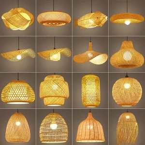 Estilo chinês Lâmpada pingente de bambu, Linha Comprimento 1.5m, Cafeteria Lustres Luz de teto, Cafeteria para decoração da sala, Luzes LED 12 principais vendas luminaria bambu chao - №8
