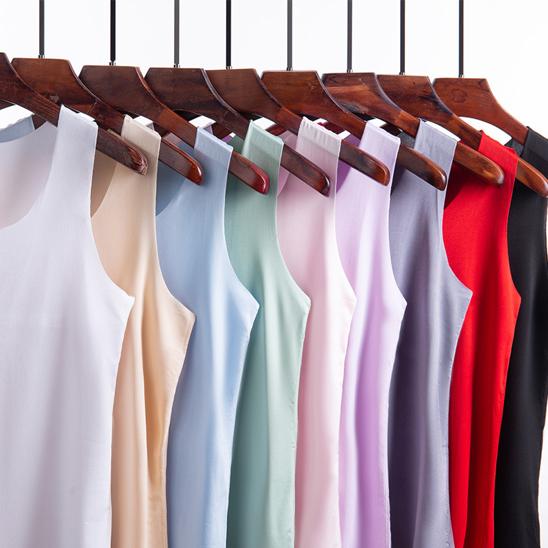  1pcs Summer Women Men Thin Tank Tops Seamless Ice Silk Vest Undershirt Underwear Students Korean-Style Slim Vest Sleeveless Tops 