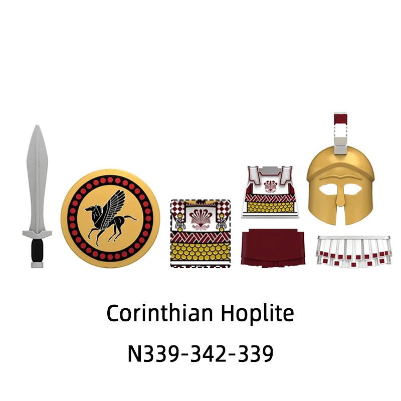 The Corinthian Athenian Hoplite Action Figures Model Blocks MOC Bricks Set Gifts Toys N339-N342