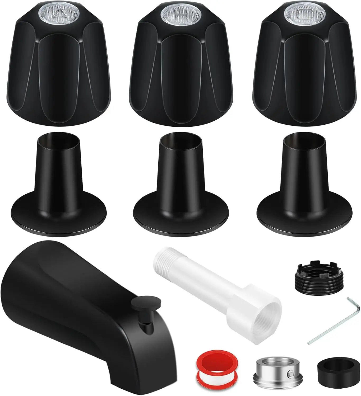 

Matte Black Shower Trim Kit, 3-Piece Tub Spout & Knob for 1/2' or 3/4' Male Thread, Compatible with Price/Pfister Verve 3-Handle