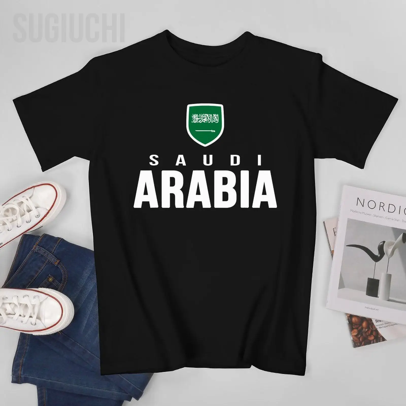 Men Short T-Shirt Saudi Arabia Flag Shield Tshirt Tees O-neck T Shirts Women Boys 100% Cotton Unisex Nation Apply All Seasons