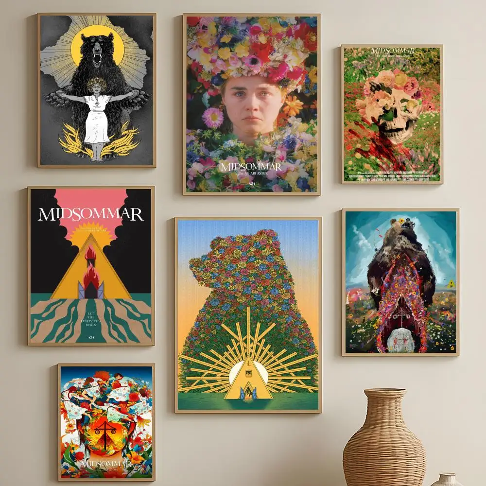 Póster de la película Midsommar, arte de pared autoadhesivo impermeable en HD, fácil de aplicar, decoración multiescena