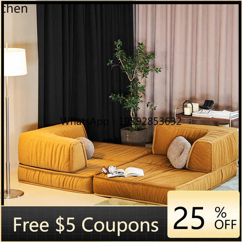 sofa bed movable module small apartment living room new fabric tofu sofa