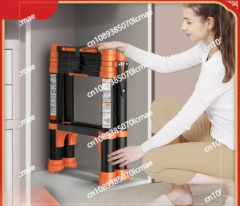 Home telescopic ladder, multifunctional folding ladder, indoor aluminum alloy zigzag ladder, small automatic escalator