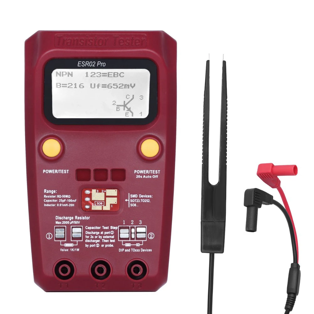 ESR02 Pro Digital Transistor Tester Automatic Pin Detection And LCD Display Inductance Capacitance Resistance Meter Instrument