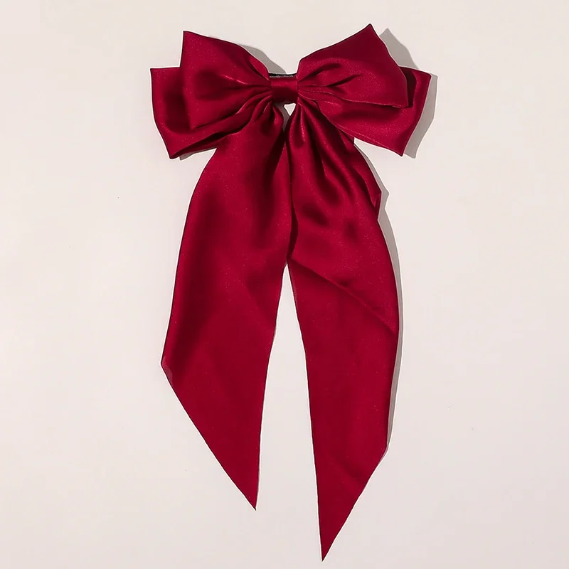 Bow Large Ribbon Bowknot Hairpin Women Girls Big Bow Headband Solid Color Hair Clip Two-layer Satin Barrettes Hair Accessories