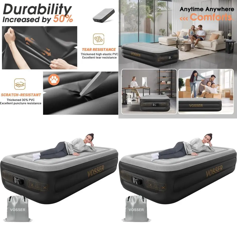 

Двойной самонадувающийся надувной матрас XL с насосом, толщина 18, флокированный верх, быстро надувание/рассказ, сумка для хранения в комплекте для дома, лагеря