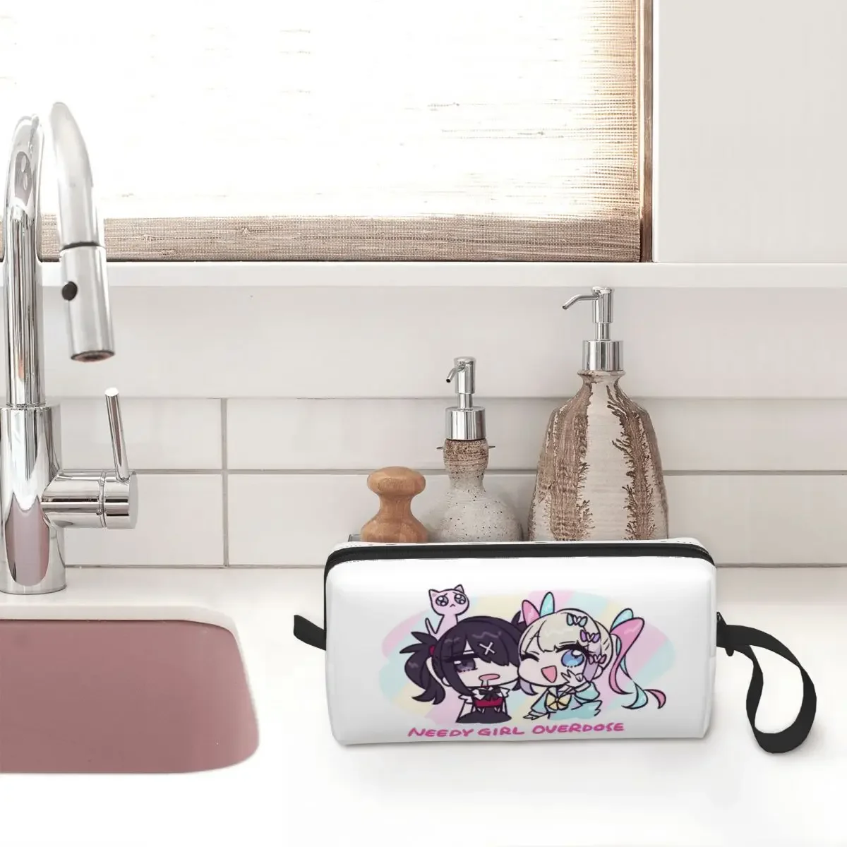 KAngel Ame-Chan Anime Game Cosmetic Bag Women Makeup Bags Needy Girl Overdose Travel Waterproof Toiletry Bag Organizer Merch