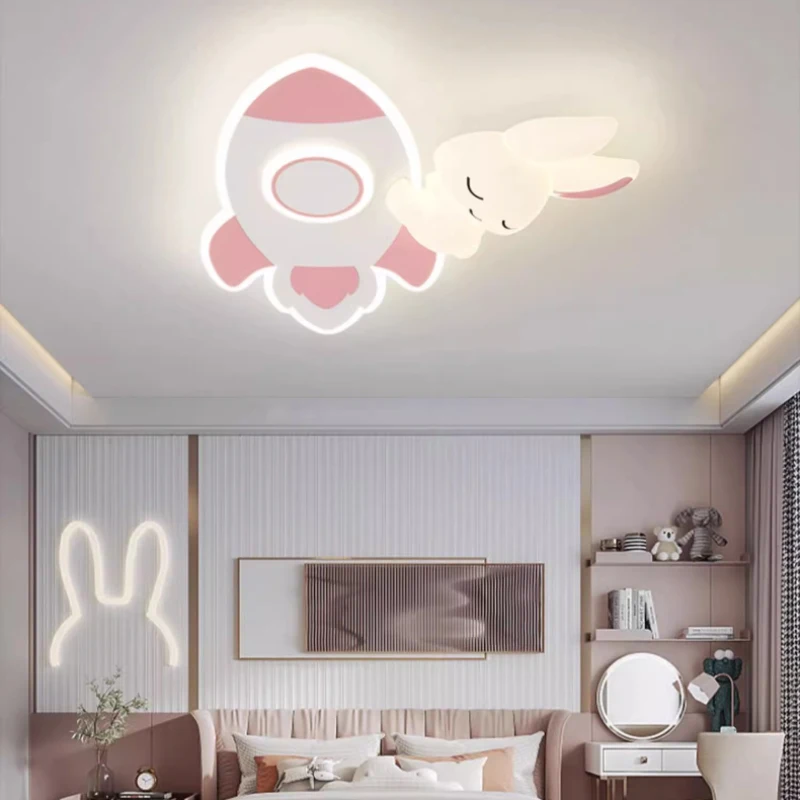 Imagem -05 - Bonito Led Luzes de Teto para o Quarto das Crianças Luz Branca Coelho Desenhos Animados Simples Quarto Princesa Decoração do Quarto da Menina