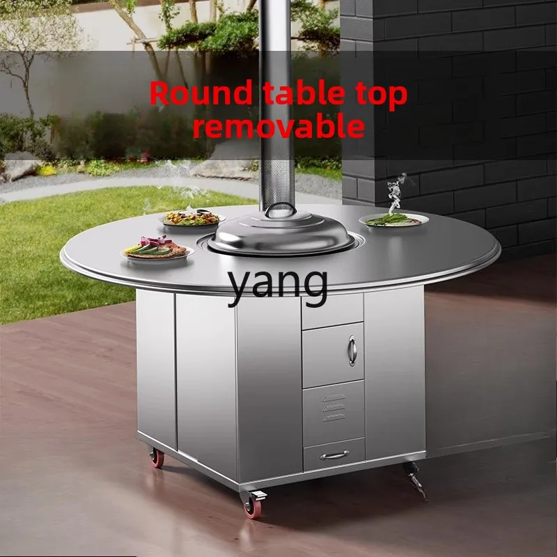 

YJQ round table firewood stove household rural large iron pot smokeless stainless steel stove