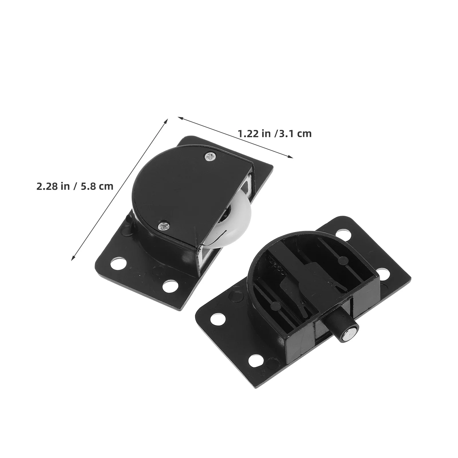 2 مجموعات انزلاق باب الخزانة الأسطوانة الأسود ترقية الأجهزة السلس البلاستيك عجلات بكرة لخزانة خزانة المطبخ قابل للتعديل #6