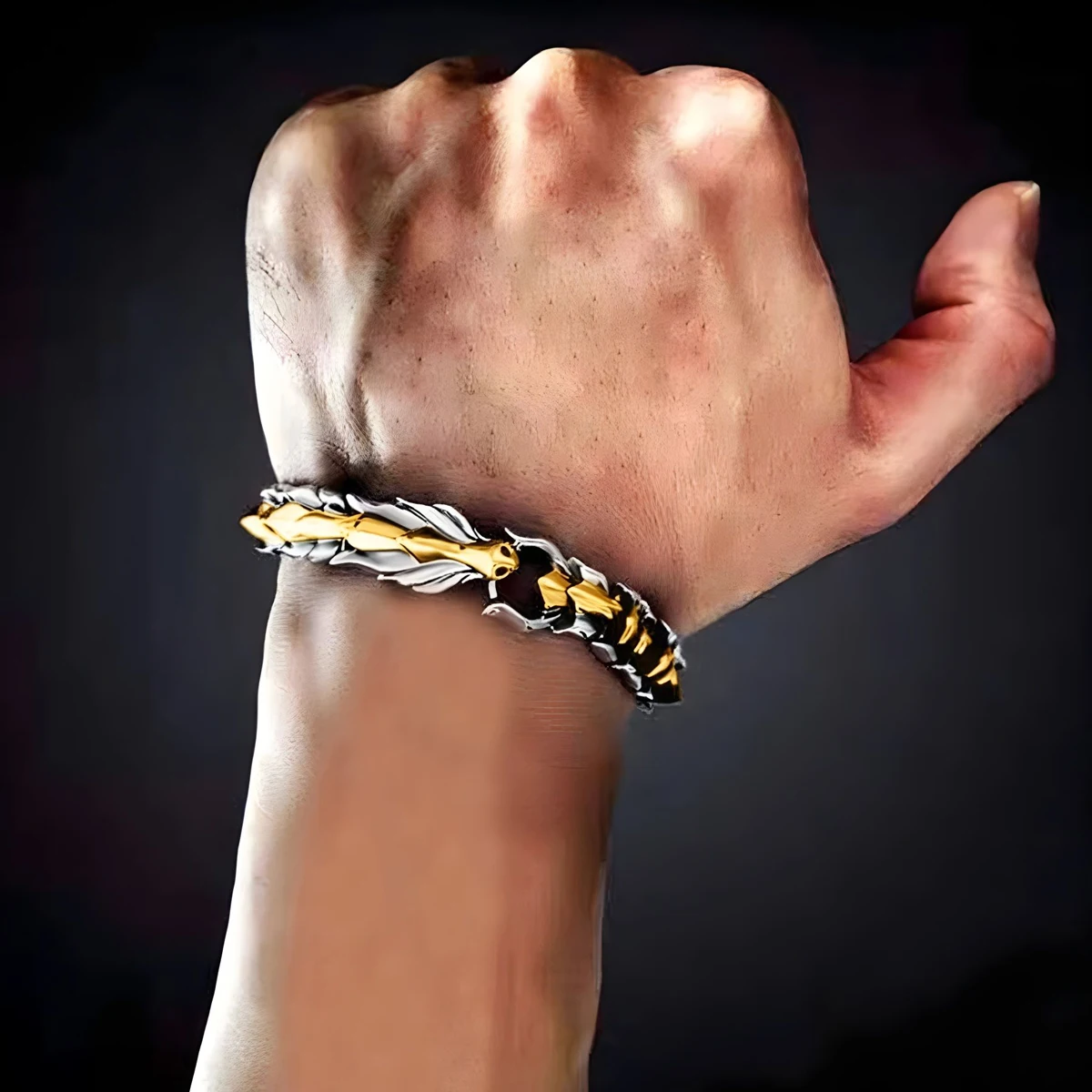 3 Color 20CM Men\'s Viking Domineering Dragon Vintage Punk Hiphop Bangle Bracelet Birthday Gift