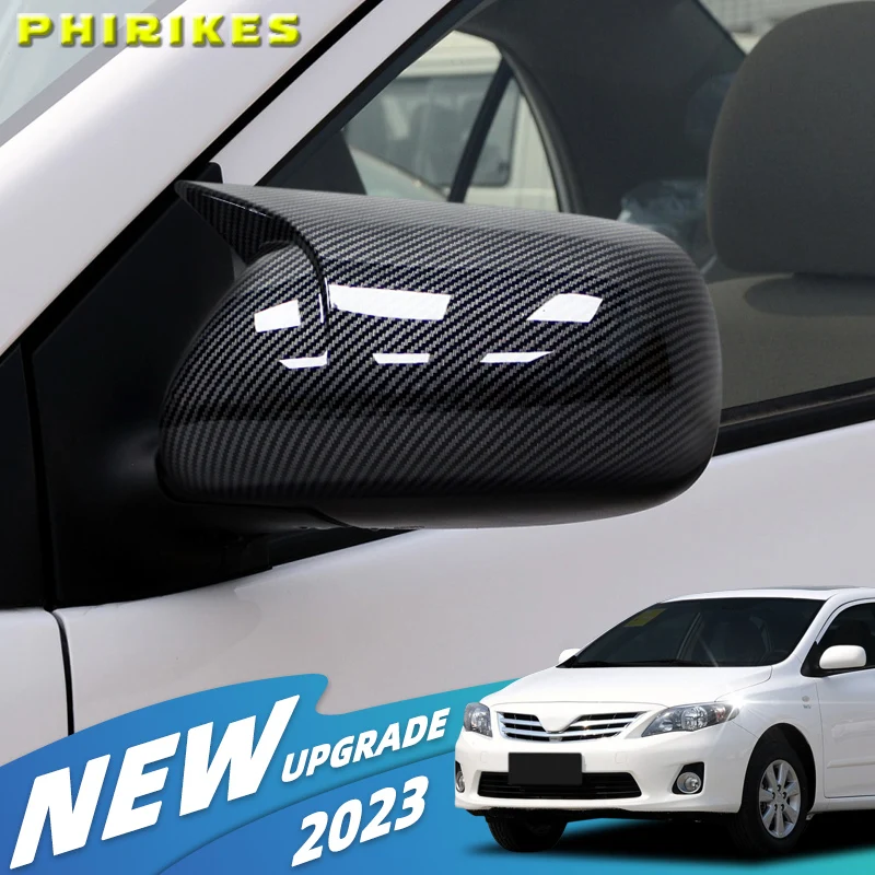 Replacement Rearview Side Mirror Covers Caps Toyota Corolla 2007-2013 Vios Yaris Sedan P90 2008-2013 Carbon Fiber Gloss Black