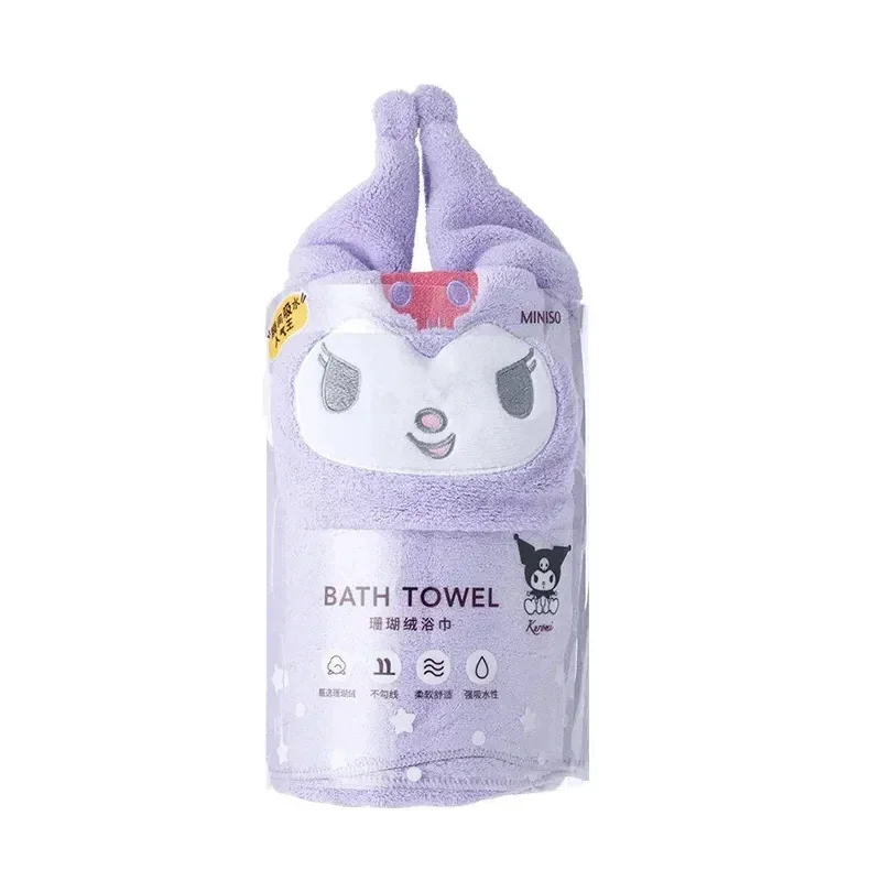 MINISO Sanrio Dry Hair Towel Bath Towel Coral Velvet Soft Absorbent Face Wash Household Kuromi Cinnamoroll My Melody Pompompurin