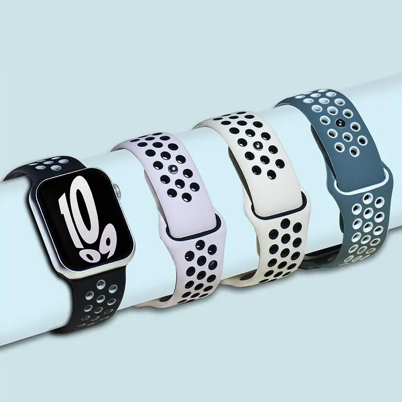 Sport watch strap For Apple Watch Bands Ultra 49mm 44mm 45mm 38/40mm 41mm 46mm Silicone Bracelet iWatch Series 10 8 7 6 5 3 9 SE