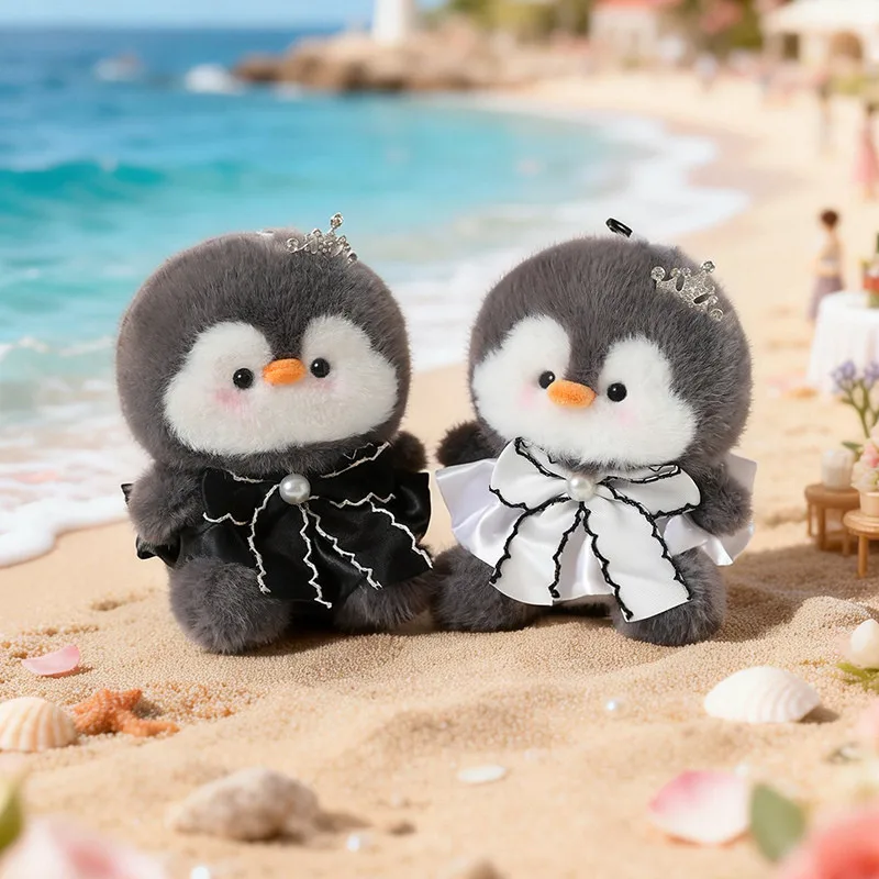 Penguin Family Series Plush Keychain 15cm Faux Mink Fur Cute Pendant Scented Stuffed Animal Bag Charm Removable Outfit for Girls view 2