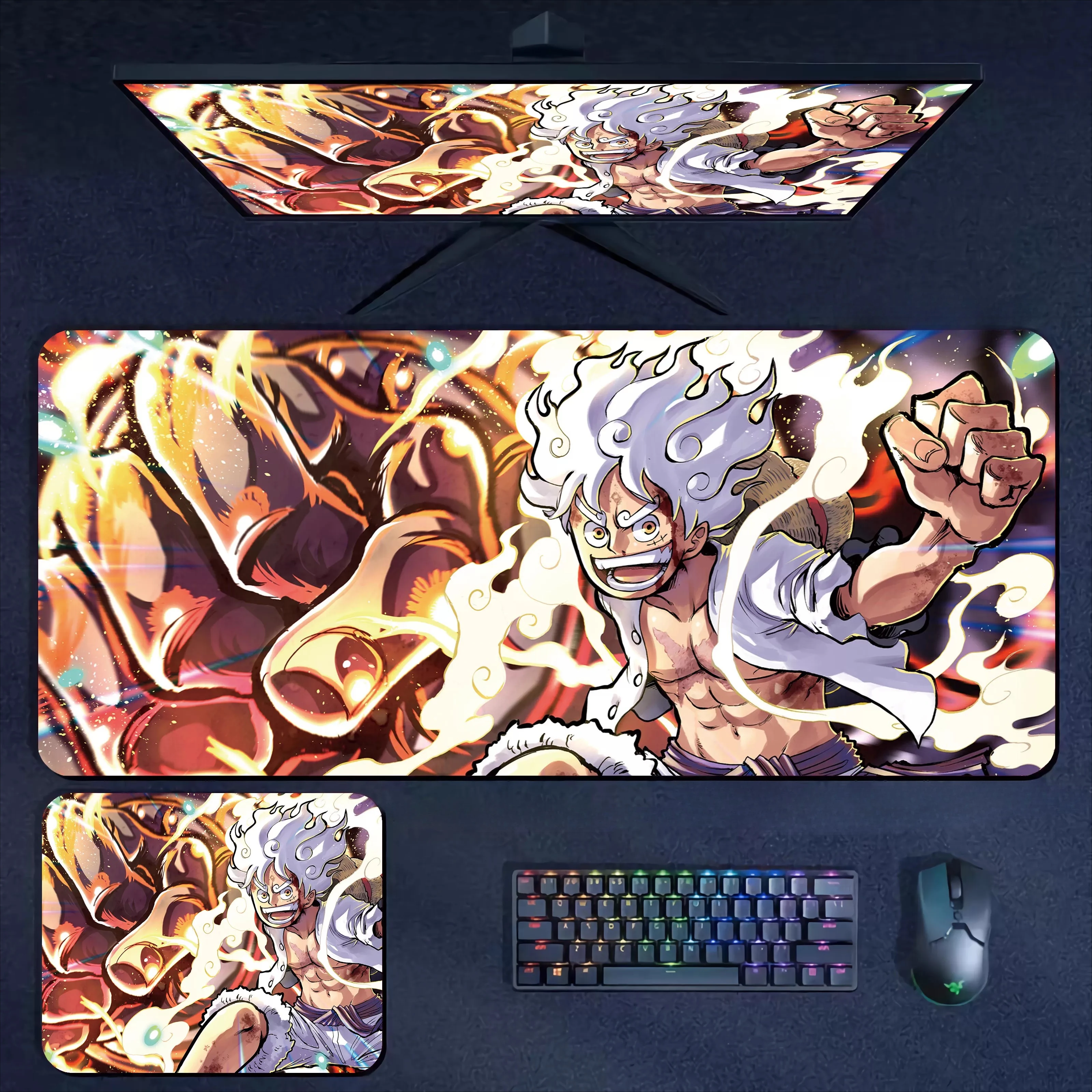 Hochauflösendes Lock Edge ONE PIECE Mauspad Großformat Anime Laptop Tastatur Schreibtischunterlage Luffy Roronoa Zoro Rutschfestes Mauspad