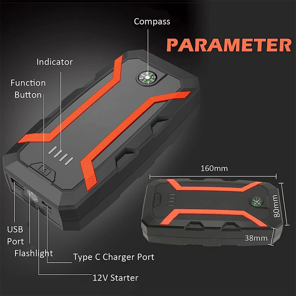 Avviatore di emergenza per Auto 20000mAh 12V ricarica Wireless caricabatterie portatile per Auto Booster di emergenza per Auto dispositivo di