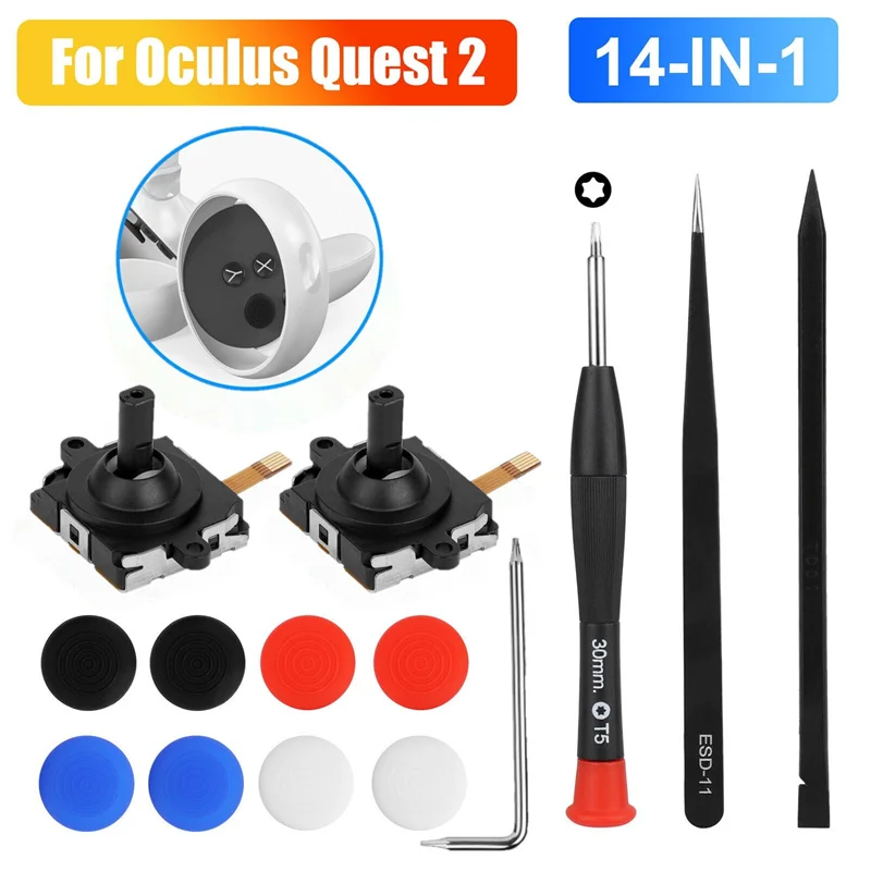 14in1 3D Analog Joystick For Oculus Quest 2 Touch Controller Handle 3D Joystick Repair Part Left/Right Repairing Kits