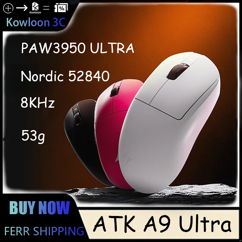 

ATK A9 Mouse Wireless Bluetooth Plus Gaming Ergonomic Office Triple Mode 8khz Pro Lightweighting 53g PAW3950 Ultra Pre-Order
