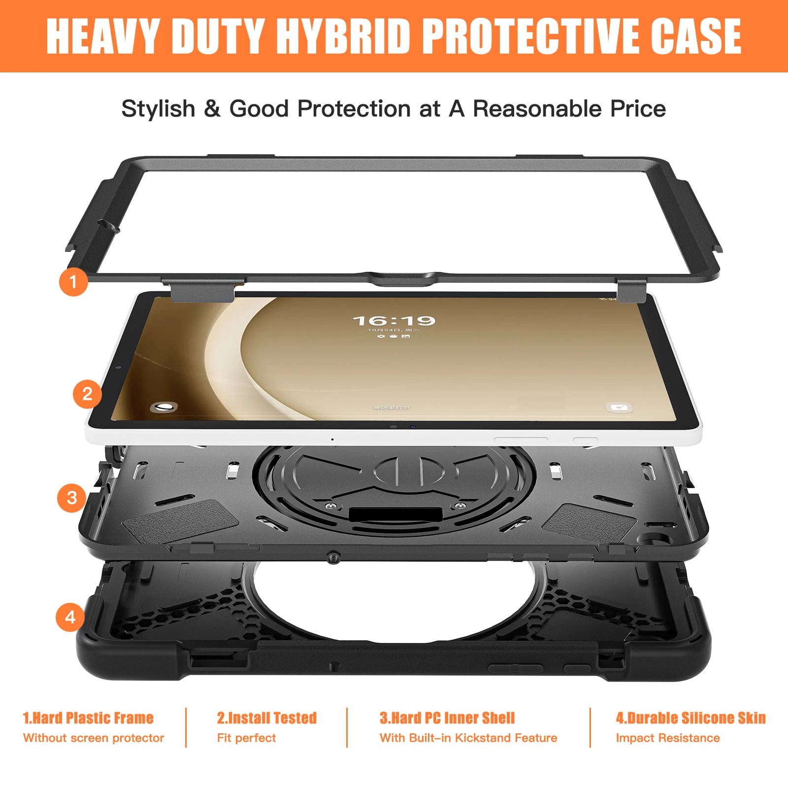 360 Rotating Case For Samsung Galaxy Tab A9 SM-X110 X115 X117 A9 Plus X210 X216 X218 3 Layer Protect Cover Hand Shoulder Strap