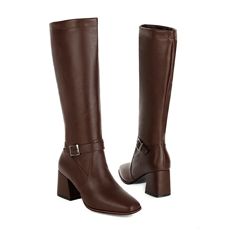 Oversize Large size Big size womens fashion boots Square toes Thick Heel boots female women shoes Comfortable