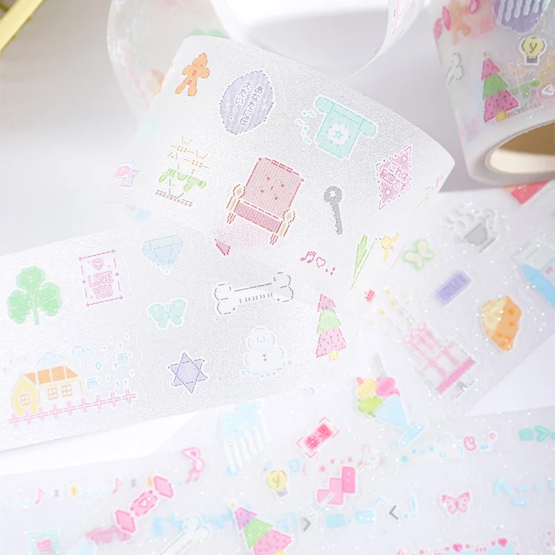 2 متر/لفة Kawaii الكورية الحلو فتاة نمط تألق الرمال PET يموت قطع الشريط الإبداعية الكولاج يوميات ألبوم المواد ملصقات لطيف