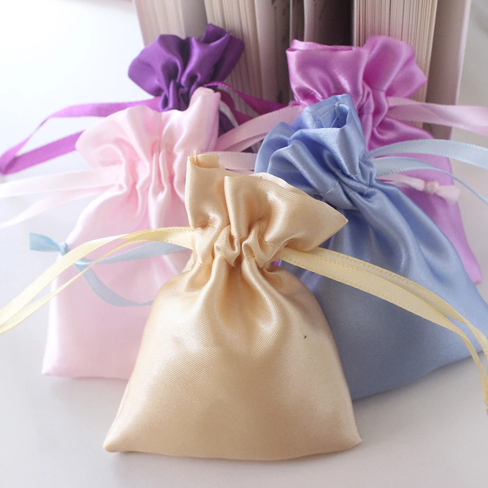 Soft Satin Drawstring Bag For Wedding Party Gift Luxury Jewelry Pouch Storage Dust packing Bag