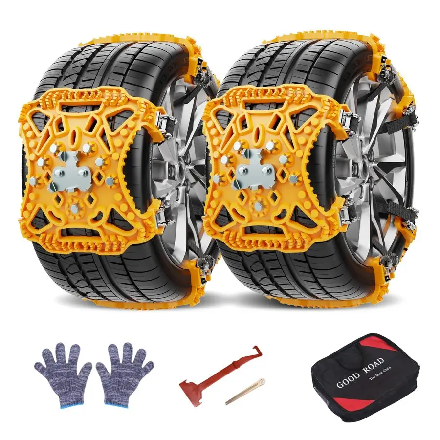 

Chains for Car 6 Pack, Emergency Anti Slip Chains for SUV Trucks ATV, Adjustable Universal Winter Security Chains for Ice Snow M