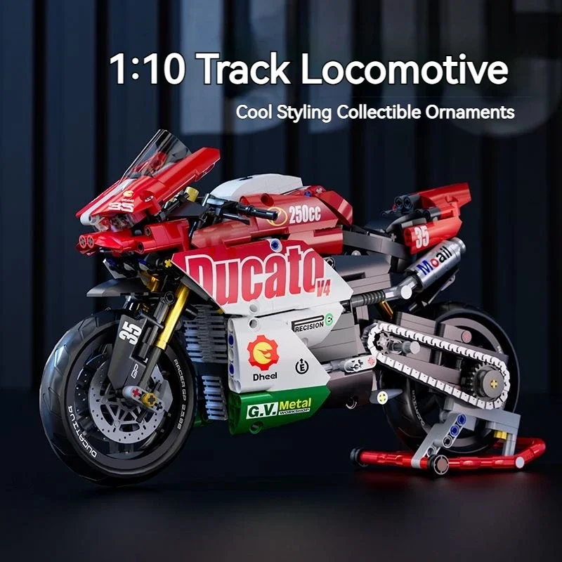 1:10 830pcs New Motorcycle Technical Model Building Blocks MOC Racing Car Creative Motorbike Bricks Sets Toys For Kids Gifts