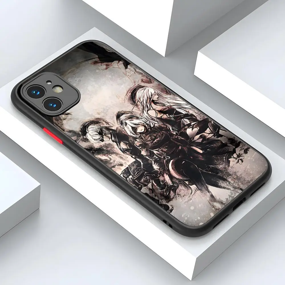 N-NieR A-Automata 2B Phone Case Matte Transparent Back For IPhone 16 15 14 13 12 11 Pro Max X XR XS 7 8 SE Mini Plus Cover