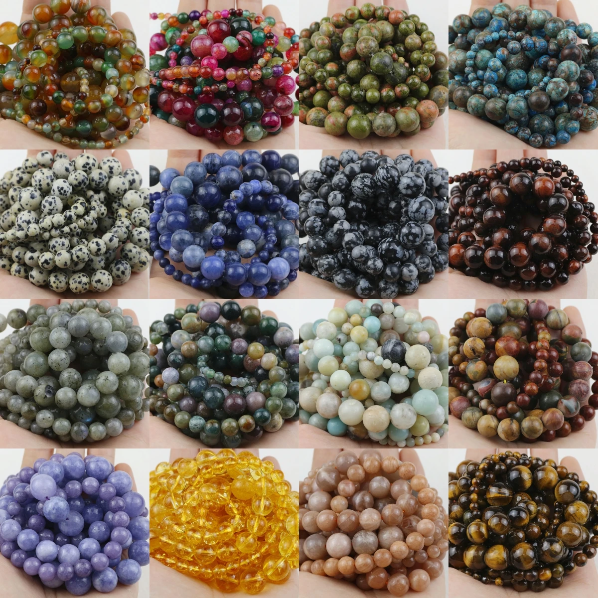 Natural Stone Beads 4 6 8 10 12mm Tiger Eye Amazonite Turquoises Agates Lava Round Spacer Beads For Jewelry Making DIY Bracelets