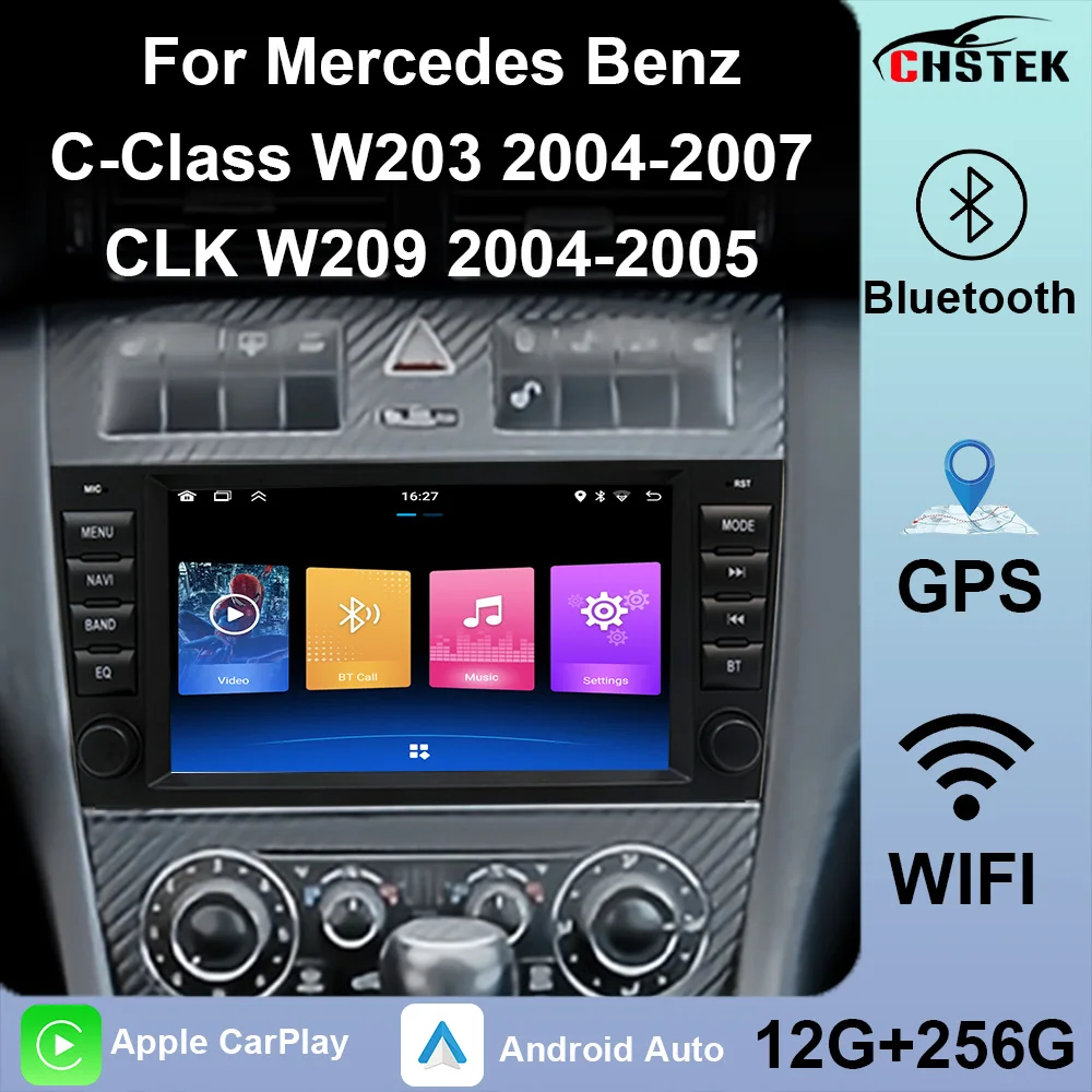 CHSTEK Car Radio Bluetooth For Mercedes Benz C-Class W203 2004-2007 CLK W209 2004-2005 WIFI Multimedia Wireless Carplay Android