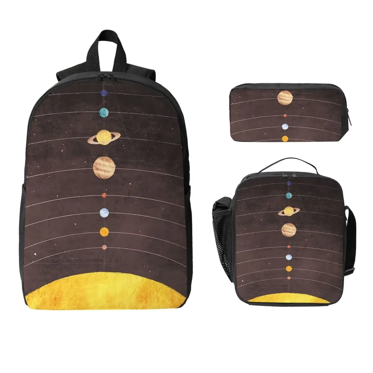 Solar System Backpack Boys Girls BookBag School Bag Laptop Shoulder Bags 3ps Insulated Lunch Bag Pencil Case