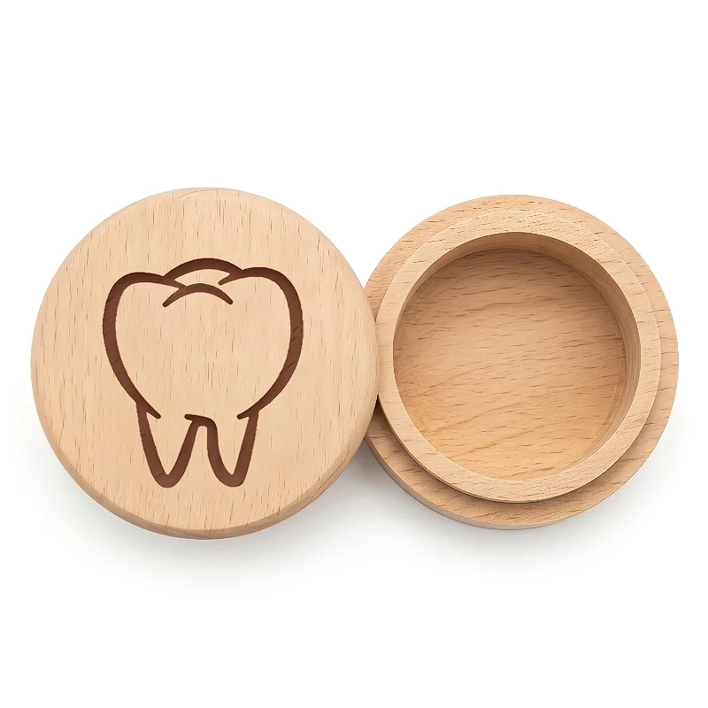 Simple Patterns Wooden Tooth Collection Storage Box Baby Teeth And Hair Keepsake Box Birthday Souvenir Home Decor
