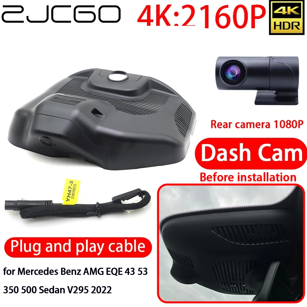 

ZJCGO 4K Car DVR Dash Cam Wifi Front Rear Camera 24h Monitor for Mercedes Benz AMG EQE 43 53 350 500 Sedan V295 2022
