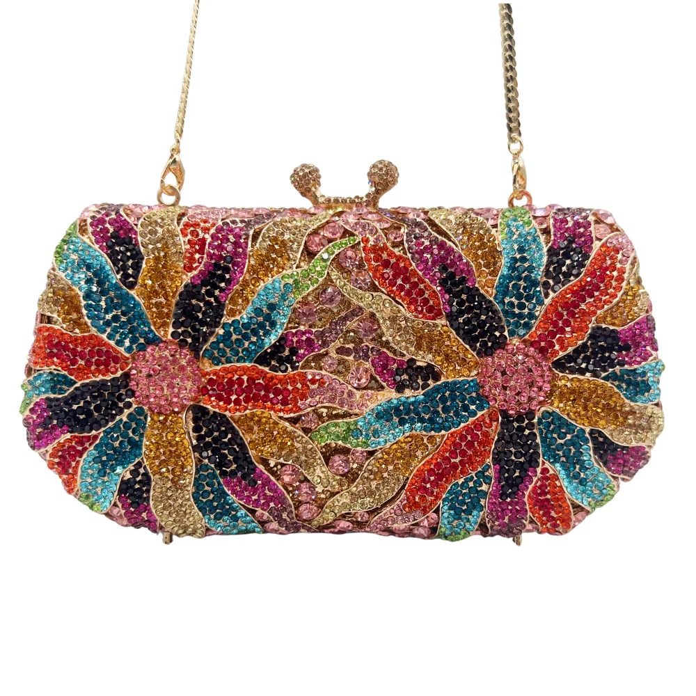 Hohle Chrysanthemen-Diamant-Abendtasche, Blumen-Bankett-Damentasche, Neu – Detail 1