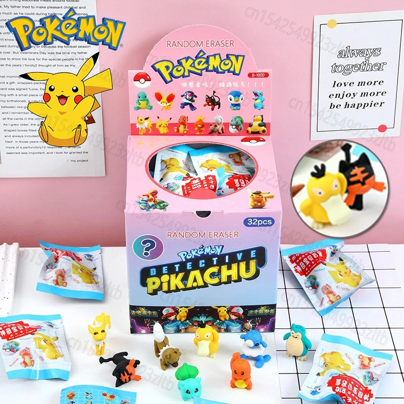 

Anime Pokemon Eraser DIY Assembly Stationery Pikachu Charmander Gengar Learning School Supplies Children's Toy Birthday Gift