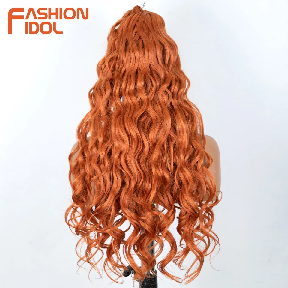 FASHION IDOL 24inch Braids Hair Angelina Hair Synthetic Deep Wave Crochet Hair For Women Ombre Orange Braiding Hair Extensions view 2