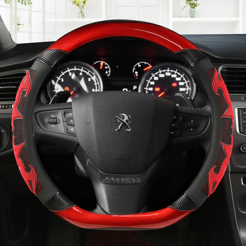 D Shape Car Steering Wheel Cover For Citroen C3 C3-XR 2015-2019 C4 2016-2019 Peugeot 408 2014-2019 Traveller 2016-2019