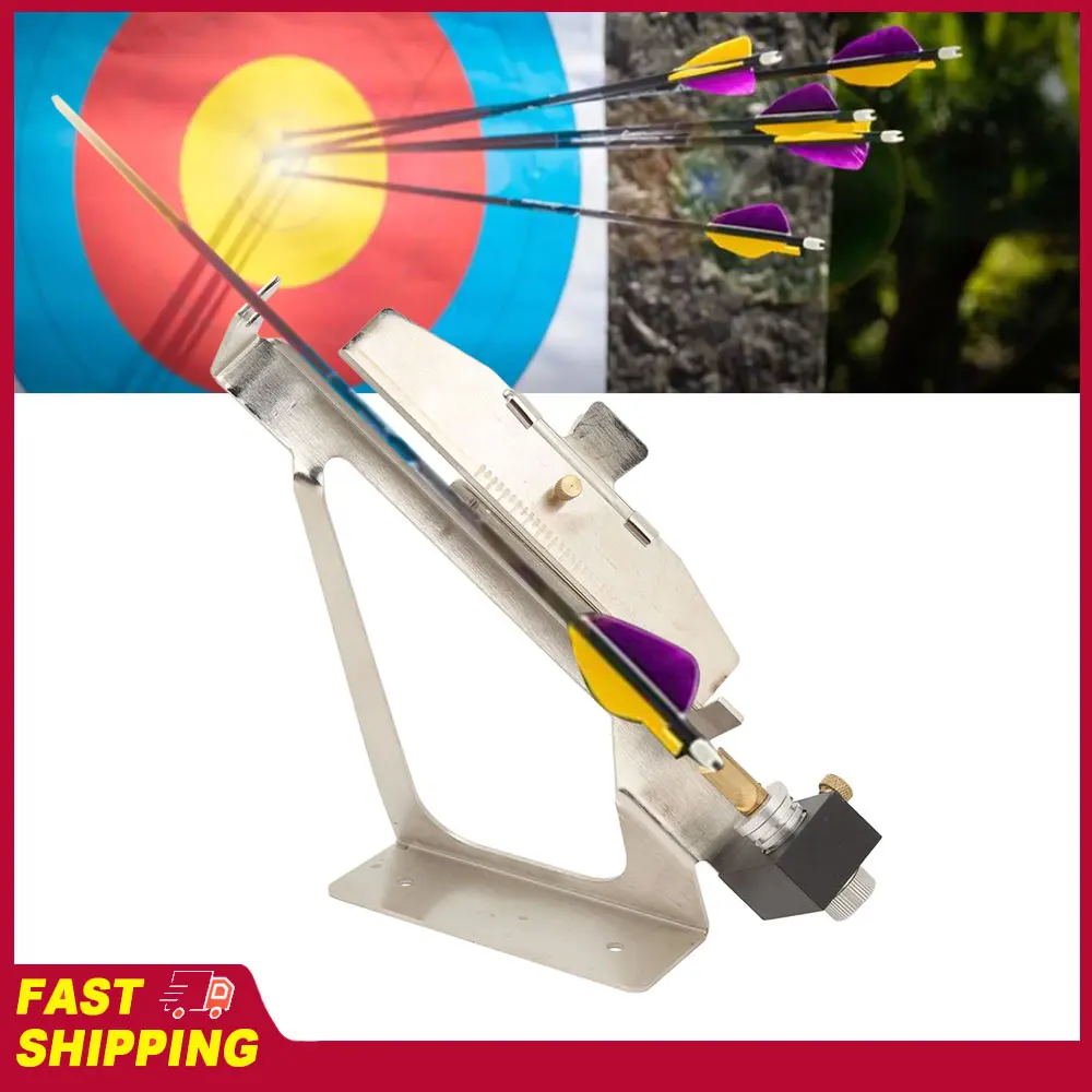 Jig de fletching en acier inoxydable à base stable et échelle claire, outil pour le fletching de flèches DIY