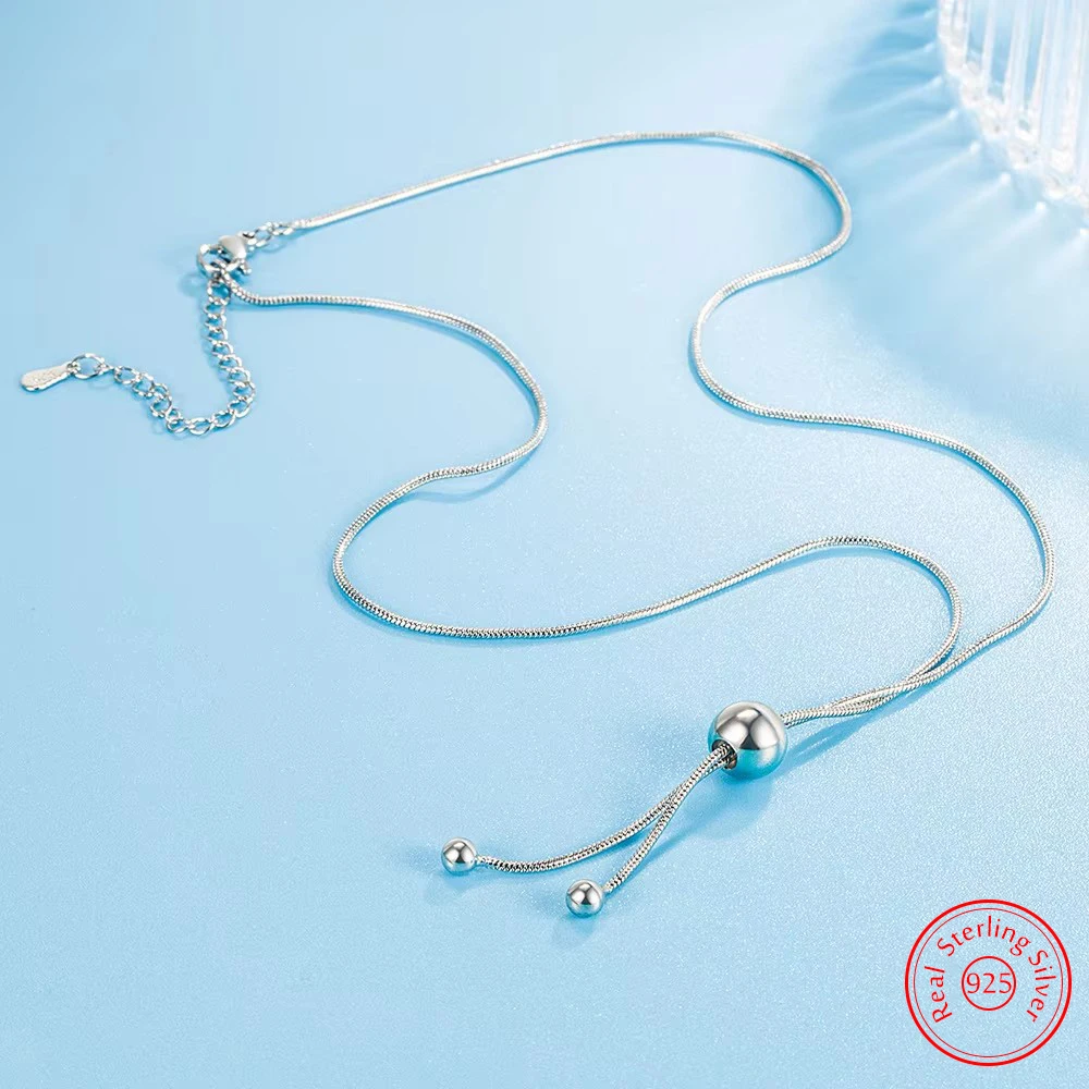 

Original 925 Sterling Silver Jewelry New Fashion Freely Adjustable Snake Chain Necklace For Women FQL22276