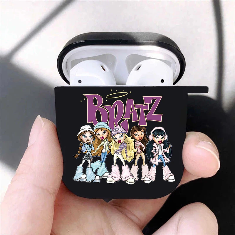 Hot Cute Bratz Doll Soft silicone TPU Case For AirPods Pro2 1 2 3 Luxury Black Silicone Wireless Bluetooth Earphone Box Cover