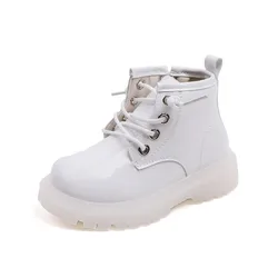 2024 Spring/Autumn Baby Boots For Girls Leather Waterproof Boys Rubber Ankle Boots Non-slip Soft Sole Fashion Toddler Kids Shoes