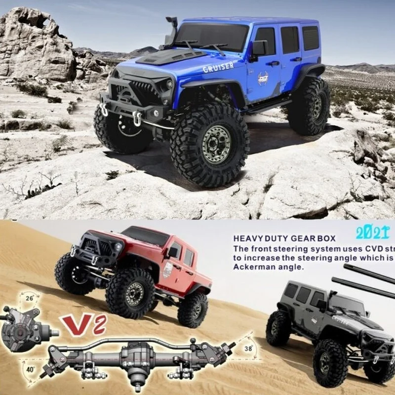 

Радиоуправляемая модель внедорожника RGT 1/10 EX86100V2, профессиональный электрический полноприводный краулер с металлическими шестернями и CVD-трансмиссией