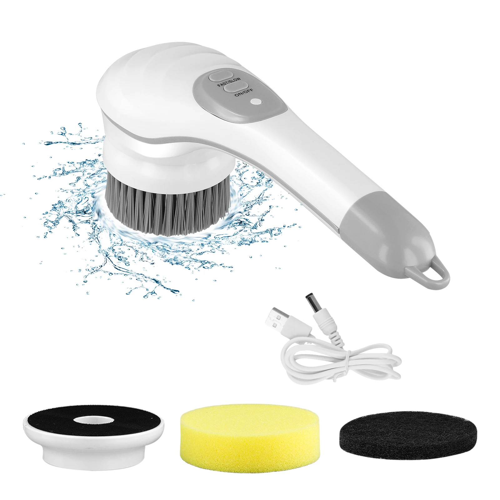 Multifunctional Wireless Hand Cleaning Brush With 3 Interchangeable Brush Heads For Bathroom Kitchen Garden Car